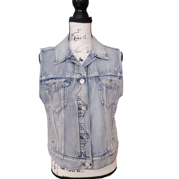 J.Crew Indigo Denim Distressed Streetwear Vest Size large